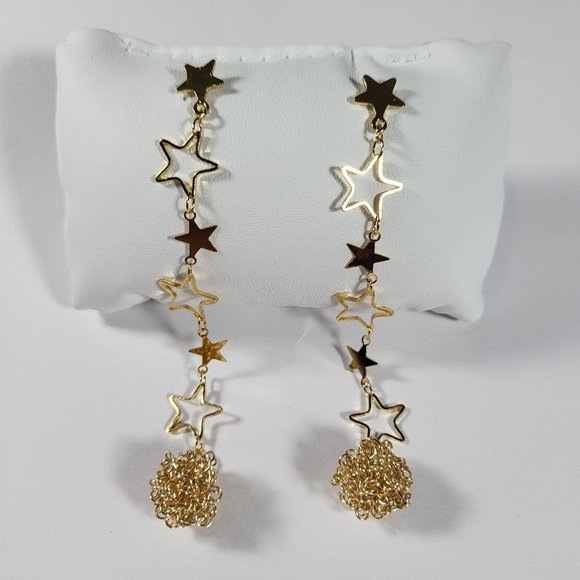 BEAUTIFUL 18K GOLD PLATED STARS EARRINGS / KOREAN STYLE / FEMENINE CHIC - Picture 1 of 4